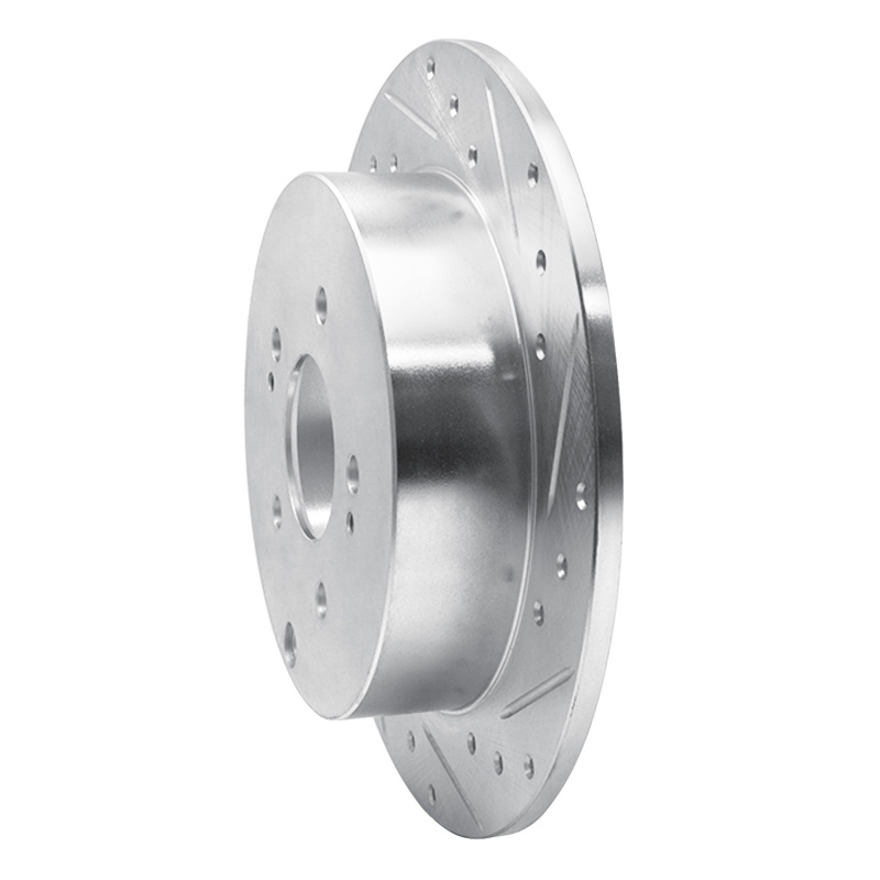 Mitsubishi Grandis Brake Rotor (1) - Rear Right - R1 Concepts - Drilled & Slotted - Silver - `04-`11